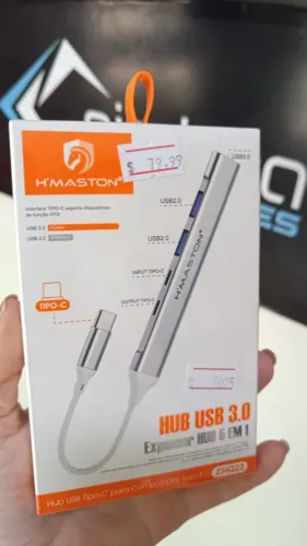 Hub Tipo C Adaptador 5 Em 1 USB Com USB 3.0 - 3 Portas Usb + 2 Tipo C Femea -Loja Coimbra