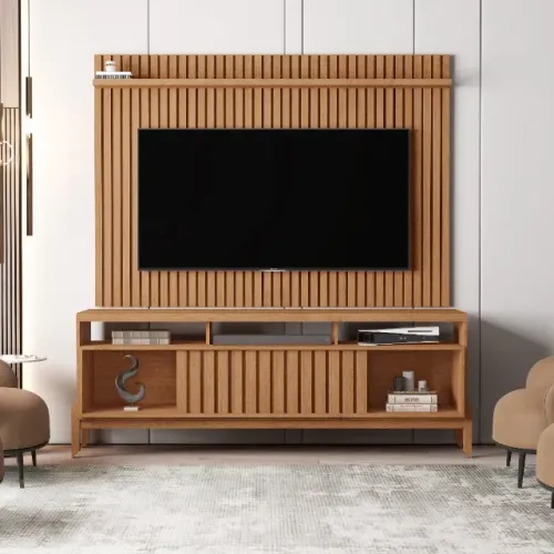 Conjunto Painel + Rack Ripado 1.80m ! Frete e Montagem Grátis.