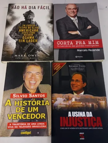 Kit Lote 4 Livros Biografias & Casos Reais (Silvio Santos, Bin Laden, Marcelo Rezende)