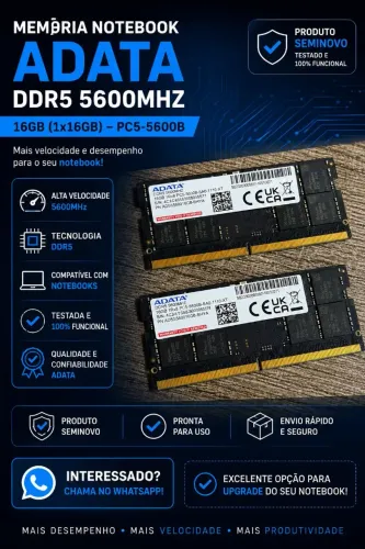 Memória Notebook ADATA DDR5 16GB 5600MHz PC5-5600B SODIMM