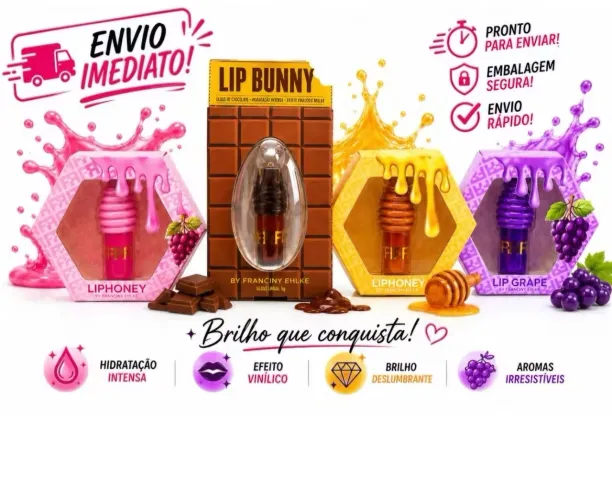 Gloss Labial, chocolate, Lip Bunny e outros sabores
