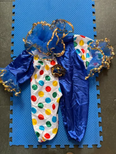Fantasia Palhaço Circo Infantil Azul - 70cm de Altura