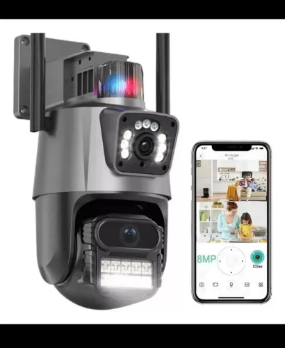 Camera segurança lente dupla wifi 2x mp