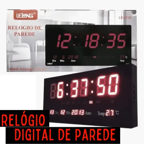 Relógio Parede Digital Termometro Calendario Lelong Le-2111 _ EL111