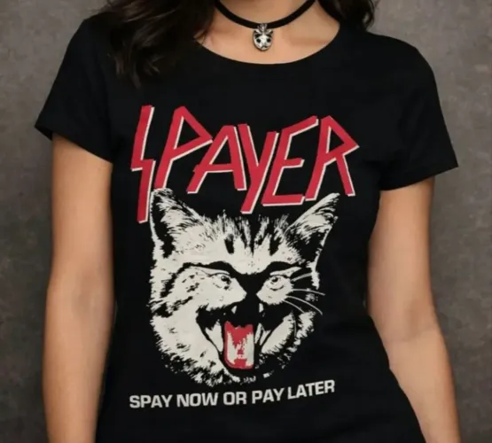 Camisa feminina rock gato