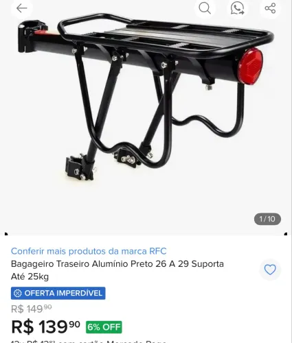 Suporte bagageiro bicicleta bike 