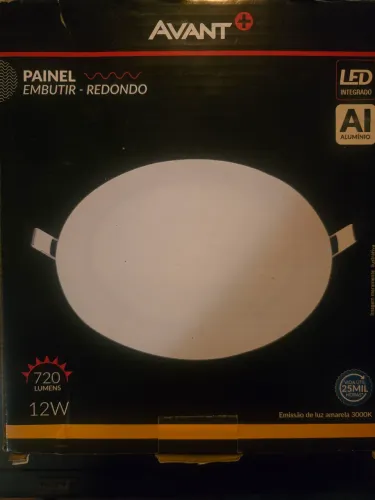 Painel de Led AVANT - Redondo, de embutir, 12W, 720 lumens. 3000K