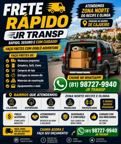  FRETE RÁPIDO JR TRANSP Doblô Adv Zona Norte Recife<br>Faço fretes com Doblò Adventure ?