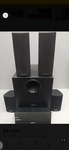 K.t Home Theater Onkyo 5.1canais caixas De Som E Subwoofer preto 127/220v usado  R$1.800