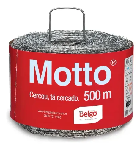 Arame Farpado Galvanizado Belgo 500 Metros 1,60mm Resistência Motto