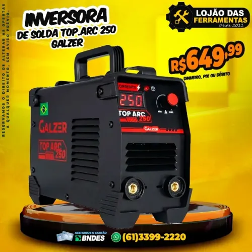 Inversora de Solda TOP ARC 250A Galzer