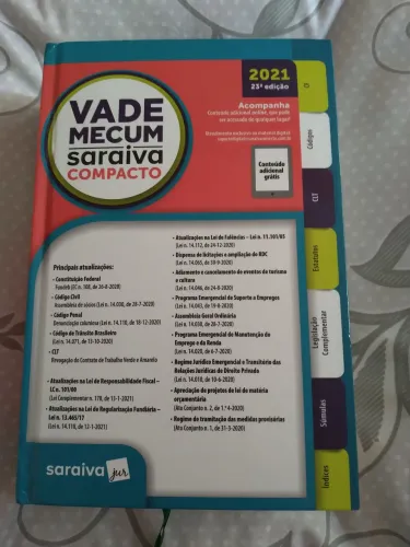 Vade Mecum Saraiva Compacto 2021 (23ª Edição) - Ótimo Estado
