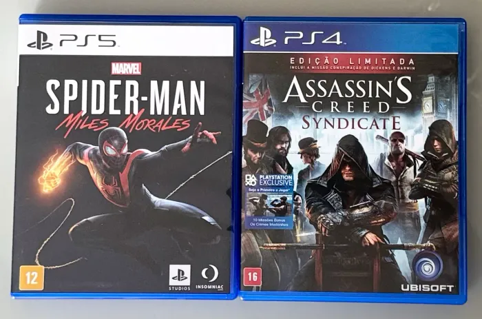 Jogo PS5 Spider-Man Miles Morales-Mídia Física-Grátis Assassin?s Creed Syndictate PS4