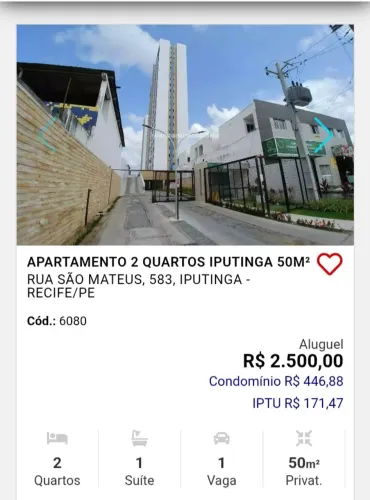 Alugo Apartamento na Iputinga, caxangá 