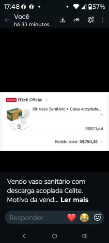 Caso Celite novo com garantia de fábrica.