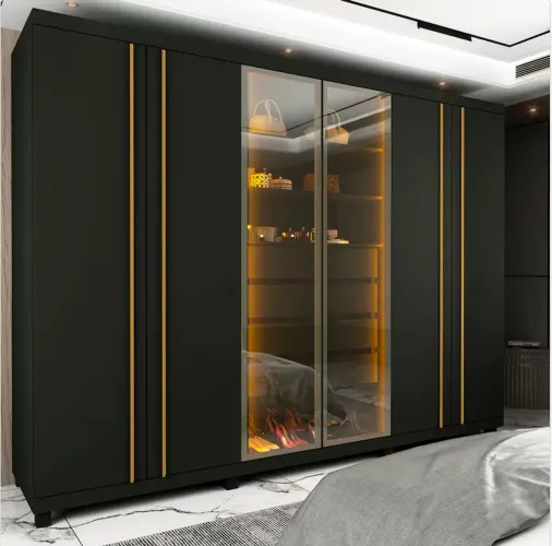Guarda-Roupas Imperial Lux 6 Portas com Reflecta e LED Grafite