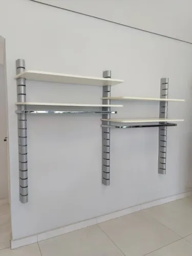 Araras Roupas, Inox, Ajustável, Prateleira, Fixa Parede