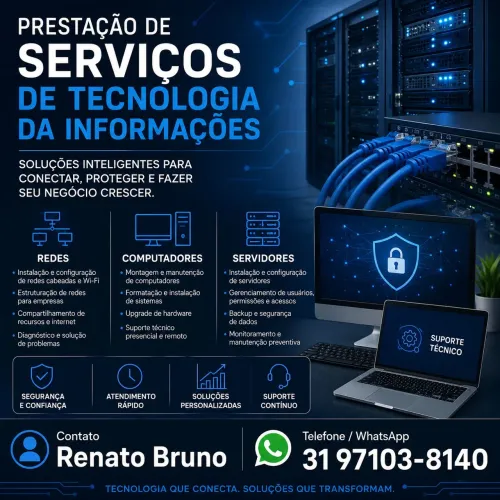 Prestação de Serviços de T.I - Atendimento Remoto e Presencial - Pedro Leopoldo e região