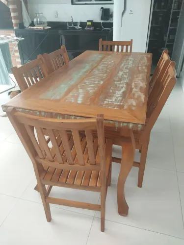 Mesa Madeira de Demolição (Peroba) com 6 Cadeiras 1.60 X 0,80