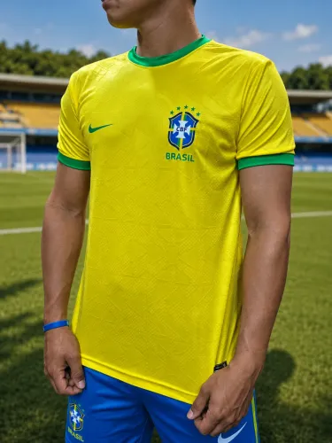 Camisa do Brasil com textura dry fit