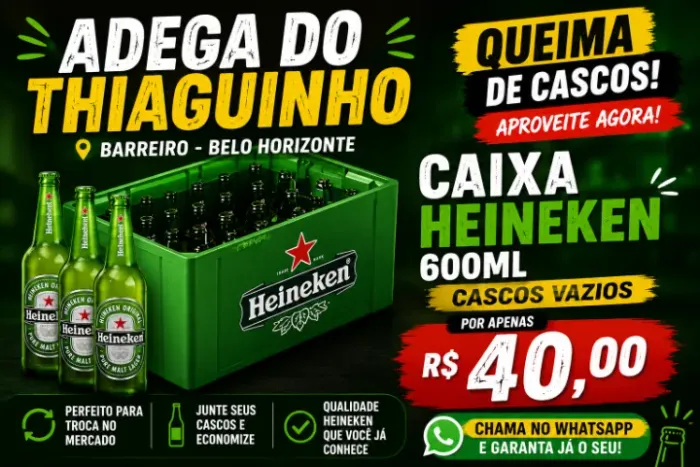 Caixa com cascos vazios heineken e Litrinho