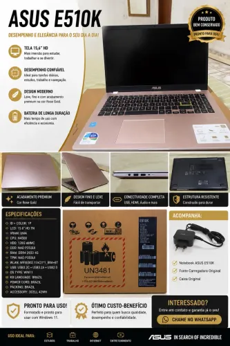 Notebook ASUS Intel Core i5 | SSD | 8GB RAM | Excelente Estado
