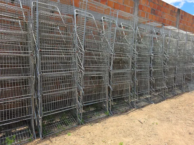 Carrinhos de supermercado modelo atacadista cesto e prancha