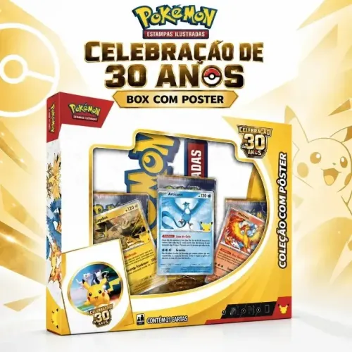 Pokemon Celebração 30 Anos Coleção Com Poster 21 Cartas