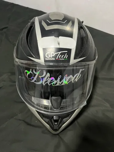 Capacete GP Tech V128 - Tam. 58 | Viseira Dupla (Óculos Interno) Cinza/Preto