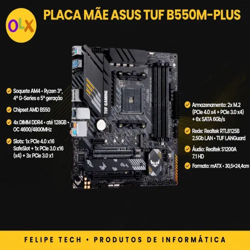 PLACA MÃE B550M ASUS TUF Gaming Plus | NOVA