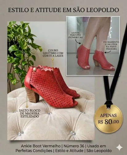 Ankle Boot Vermelho N 36