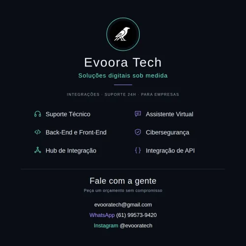 Suporte Técnico 24h, Sites, Sistemas e Integração de API | Evoora Tech