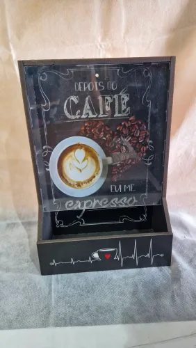  Quadro Decorativo com Porta Objetos - Tema Café 