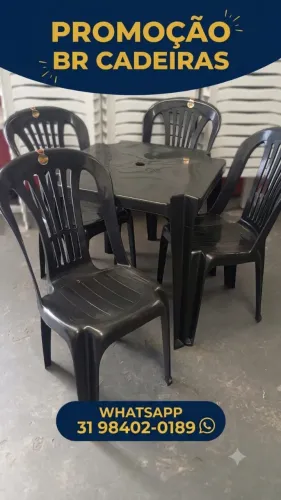 Mesa de Plástico com Cadeiras Antiderrapante JR PLÁSTICOS