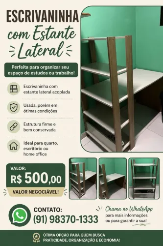 Escrivaninha com Estante Lateral