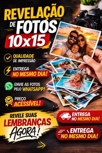 Revelação de Fotos 10x15 - Entrega no Mesmo Dia