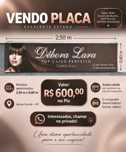 Vendo placa faixada salão