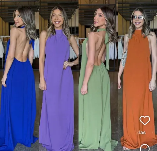 Vestido longo somente azul bebê