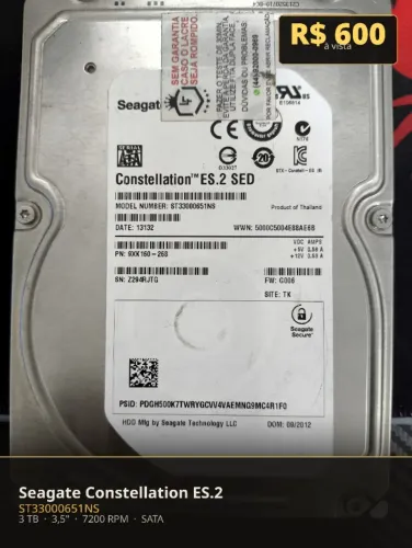 HD 3TB Seagate Constellation ES.2 ST33000651NS 7200