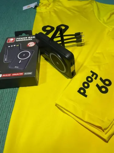 Carregador portátil 10000mAh Turbo +brinde Camisa 99food