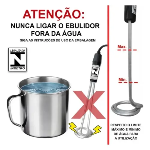 ebulidor elétrico rabo quente 1000w p/ garrafa aquecer água 127v