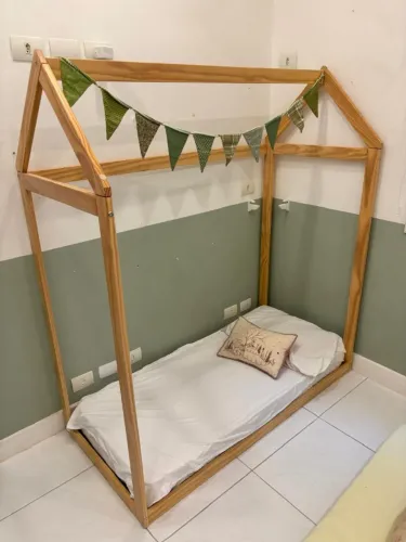 Colchão + Cama Infantil Montessori Casinha da Casa Tema