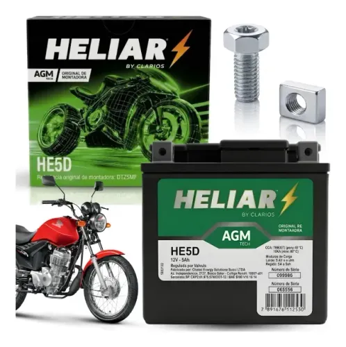 bateria Heliar HTZ6L (12V / 5Ah) honda e yamaha 