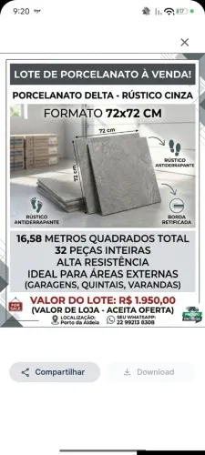 Lote porcelanato Delta rústico 72x72 retificado