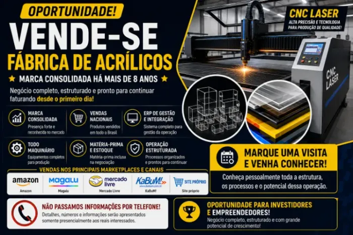Oportunidade! Fábrica de acrilicos 