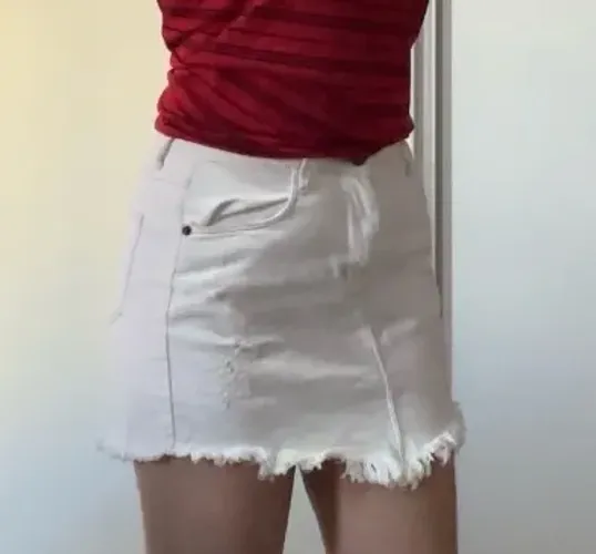 Mini saia branca jeans y2k