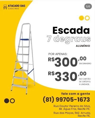 Escada 7 degraus é no Atacado das Cadeiras 