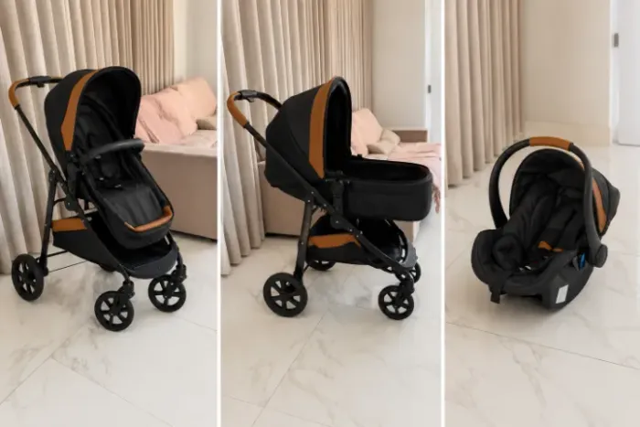 Carrinho de bebê completo (carrinho, Moisés e bebê conforto)