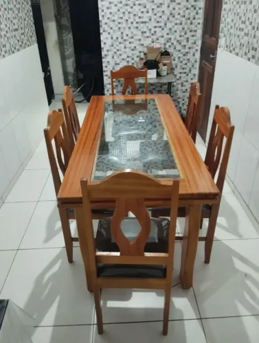 Mesa Madeira e Vidro Moderna Premium, madeira maciça móveis baratos custo benefício moveis