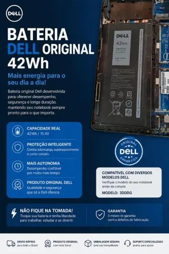 Bateria de Notebook Dell Original 11.4 V Tipo 3DDDG (2 unidades)